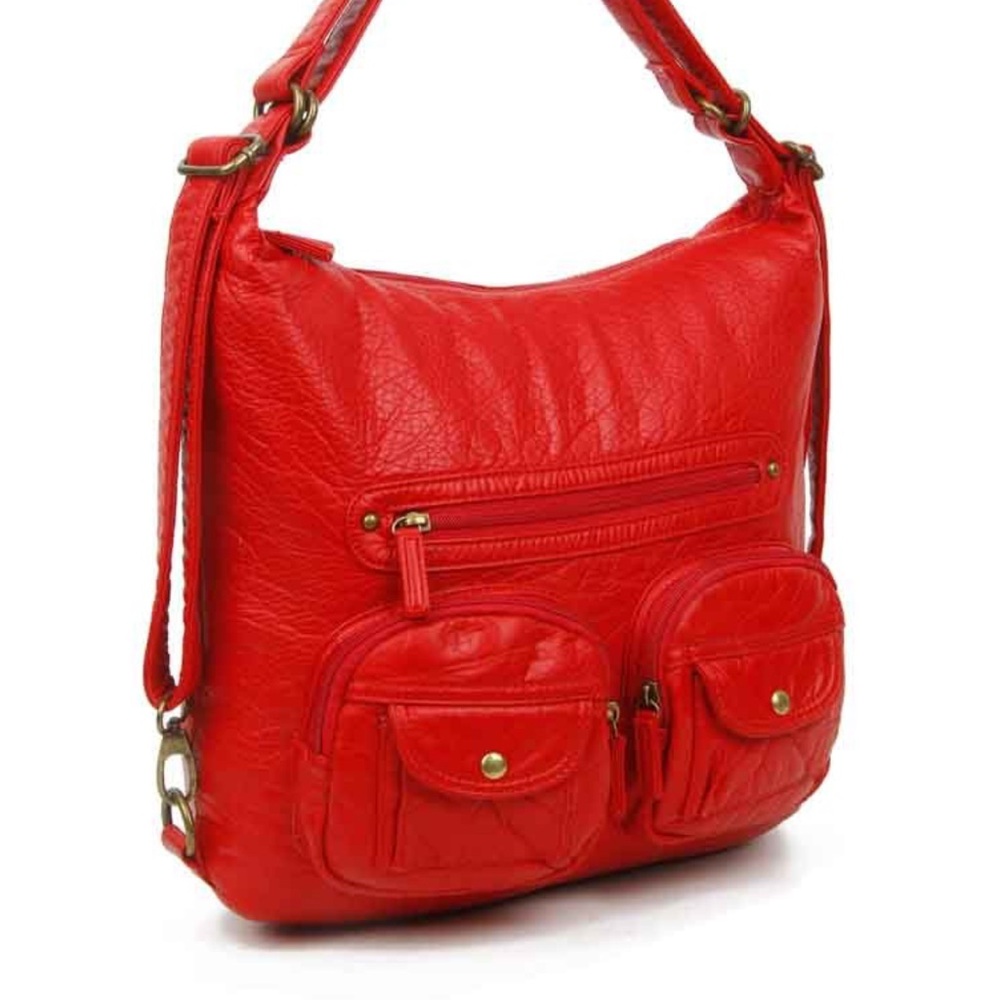 Ampere creations Vegan Brick red 3n1 back pack shoulder Hobo Bag cross body ❤️ - Picture 4 of 10